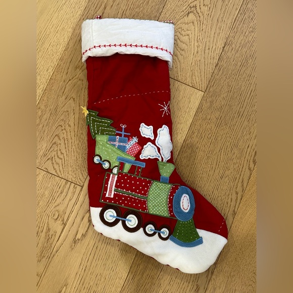 New Pottery Barn Kids Train Quilted Christmas Stocking - Picture 3 of 3